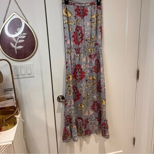 Alexis Blue Satin Strapless Smocked Midi Dress XS